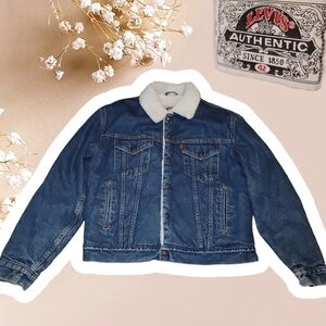 Levi’s Vintage Authentic Jean Jacket Sherpa Denim Cowboy Trucker Size 42